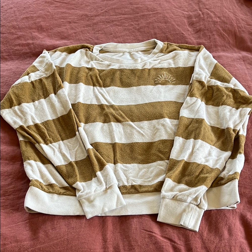 Striped Brown and Cream Rylee and Cru Sweatshirt